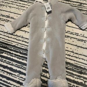 Fleece lines romper/bunting suit